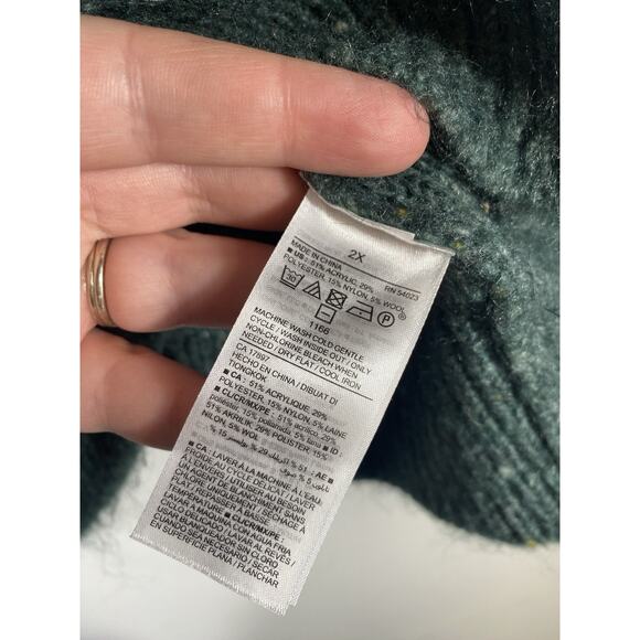 Old Navy Sweater Sz 2X Green Chunky Knit Womens Cable Knit Fisherman Cabin Core - Picture 9 of 12